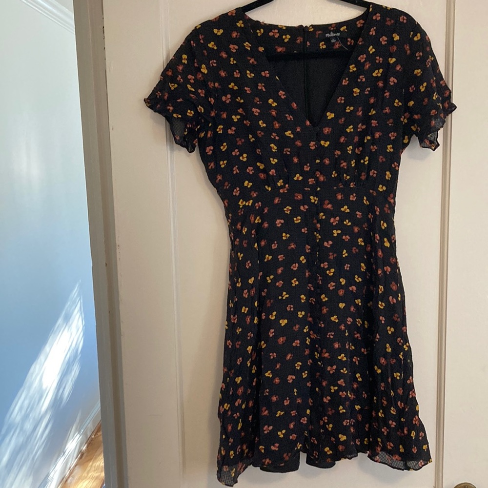 Madewell Black Floral Dress